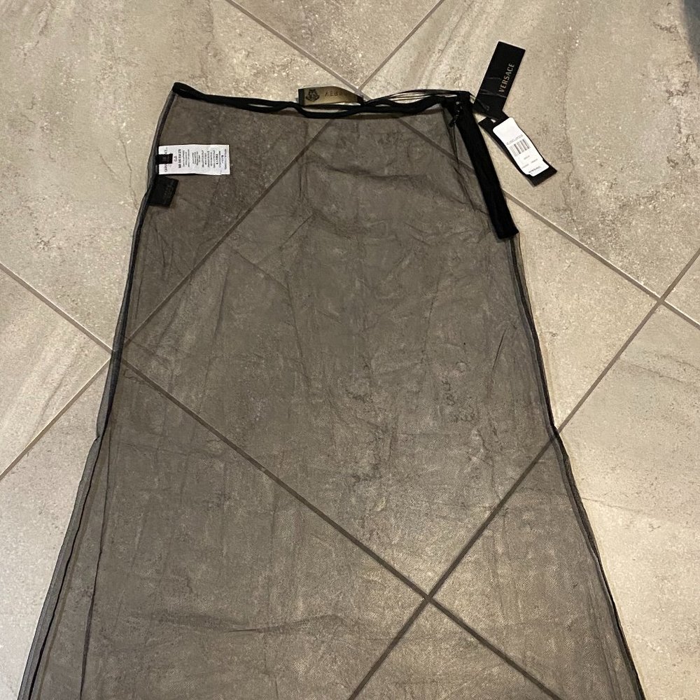 Versace Blk Equality Embroidered Tulle Midi Skirt!